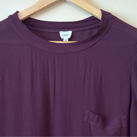 Wilfred| Aritzia| Chic Plum Long Sleeve Pocket Viscose Top Sz S - Picture 4 of 7